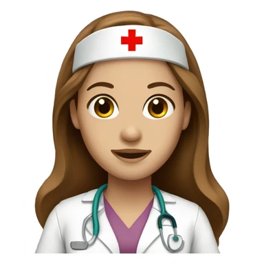 Nurse with long brown hair fair skin sticker