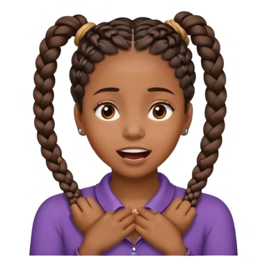 Black girl with braids and her hands crossed around her neck with her mouth open sticker