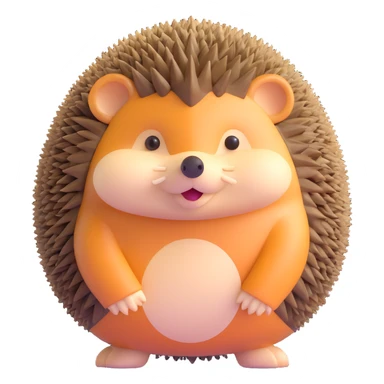 small cute hedgehog with round body, brown spines, pointed nose and tiny legs sticker