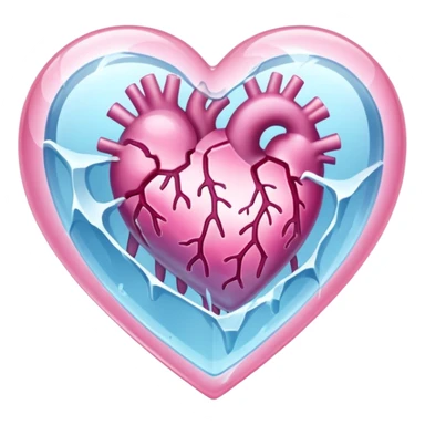 Heart encased in ice, fracture spreading sticker