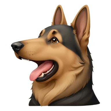 Cinematic Cute Yawning Tan/Black German Shepherd Portrait Emoji, Head tilted slightly with a dramatic, wide-open yawn, featuring a dense tan coat with a prominent black saddle, floppy ears slightly drooping, round brown eyes barely open in drowsy contentment, Simplified yet irresistibly adorable features, highly detailed, glowing with a soft, cozy glow, high shine, relaxed yet expressive, stylized with a touch of whimsy, bright and endearing, soft glowing outline, capturing the essence of a sleepy yet affectionate guardian, so drowsy it feels like it could stretch right out of the screen and curl up for a nap! sticker