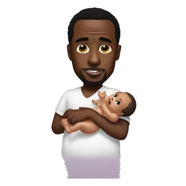 p diddy holding a baby sticker
