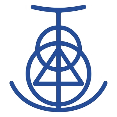 Reimagine the Elden Ring program icon in a flat, modern blue style consistent with previous icons in this style. Use almost exclusively shades of blue with clean, simple lines and a fully transparent background. The icon should feature a simplified version of the Elden Ring symbol using blue lines and shapes, prioritizing clarity and consistency with the other icons in this style. sticker