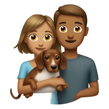 Girl and boy with two dachshunds sticker