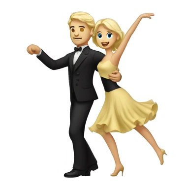  man with blond hair and woman with black hair dancing waltz sticker