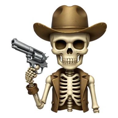 Skeleton suicide revolver sticker