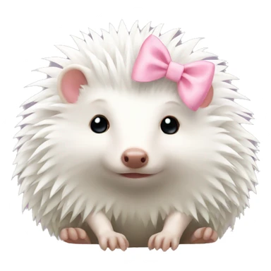 White hedgehog with pastel pink bow sticker