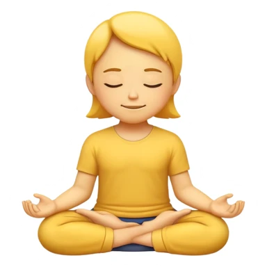 classic yellow emoji meditating, hands resting on knees, eyes closed, serene smile sticker