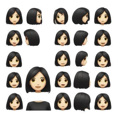 White Girl with middle length hush cut black hair and wearing black clothes and  sticker