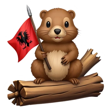 albanian flag with beaver on it sticker