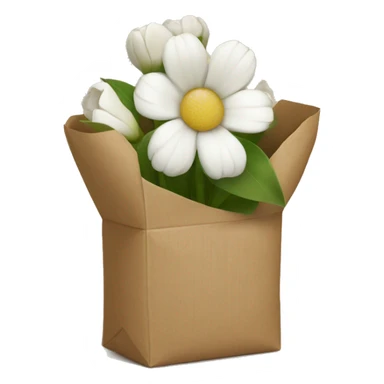 white flowers in brown paper sticker