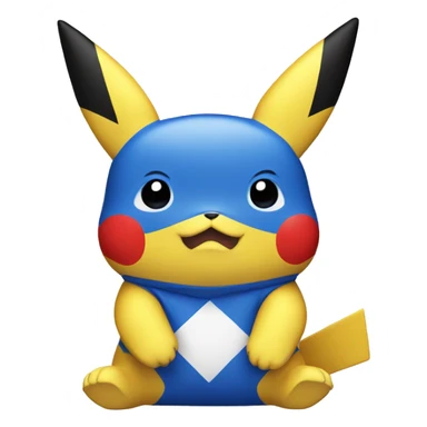 Pikachu with a red Blue and white t-shirt sticker