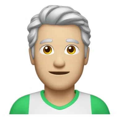 Draw man with grey hair and blue eyes in green tshirtplaying tennis sticker