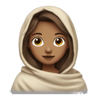 Medium skin girl with brown hair and brown eyes in a blanket sticker