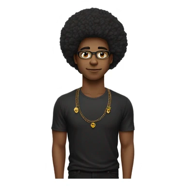 fais moi un noir avec un taper mid et un collier croix chrétienne avec un t-shirt un afro sticker