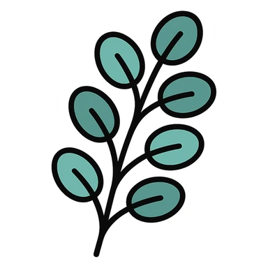 branch with green eucalyptus leaves with a tinge of blue sticker