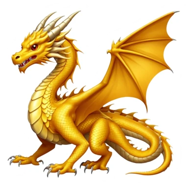 a golden dragon with two legs and two wings sticker