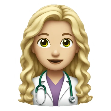 Female doctor with long blonde wavy hair and green eyes sticker