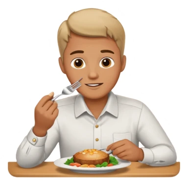 man eating at restaruant sticker