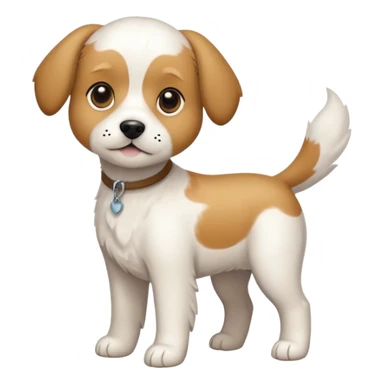 a full body white beagle x maltese x chi dog the size of a kelpie with light brown ears and a light brown patch on one eye sticker