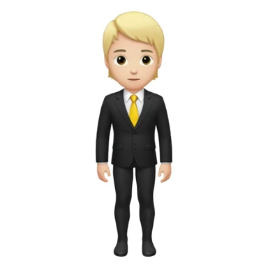 A blond man wearing a black suit, red tights, and a yellow tie. sticker