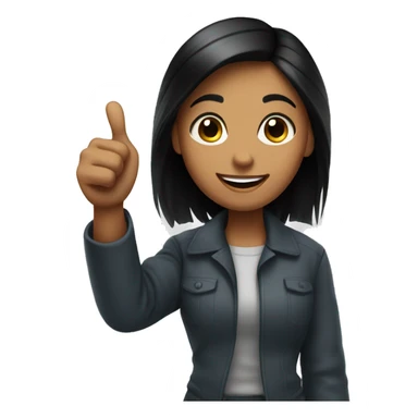 A black-haired girl giving a thumbs-up sticker