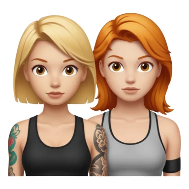 blonde tattoood girl and ginger athleticic girl sticker