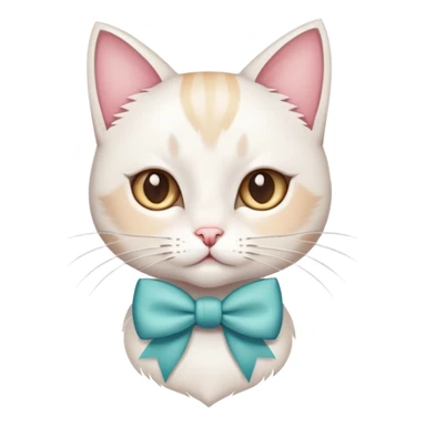 A white girl cat wearing a bow sticker