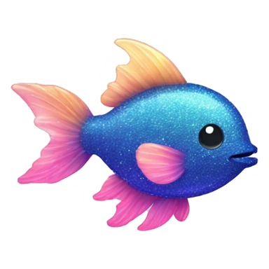 Kawaii neon glitter sea fish emoji    sticker
