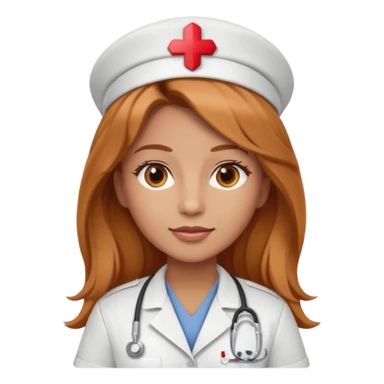 nurse with long dark strawberry blonde hair with brown eyes sticker