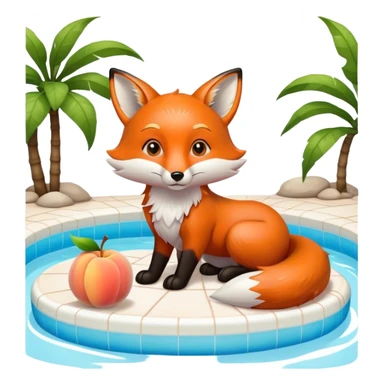 fox on the pool with the peach sticker
