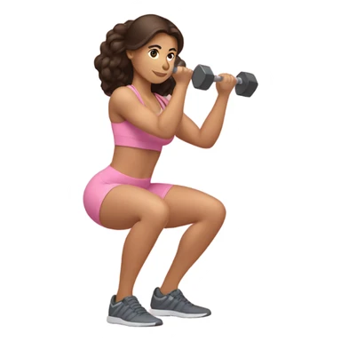 Brunette women squatting weights in light pink sticker