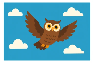Flat design style owl in the sky sticker
