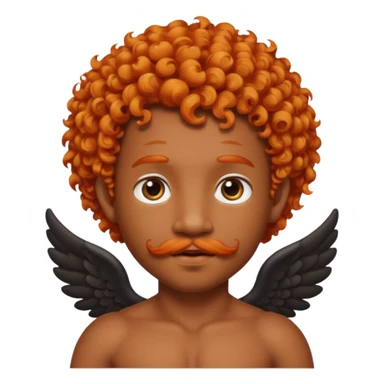 Black cupid with orange hair and mustache sticker
