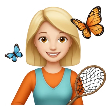 woman holding butterfly net sticker