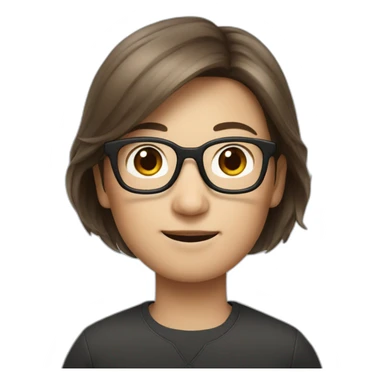 Tim cook with a brown hair Korean girl with eyeglasses sticker