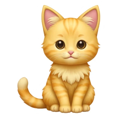 A cute cartoon yellow kitten sitting and wagging its tail and animated. sticker