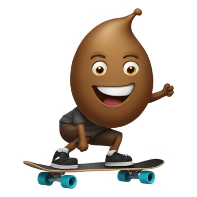 Poop emoji riding a skateboard  sticker