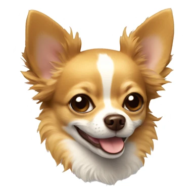 Gold-brown, fuzzy Chihuahua smiling sticker