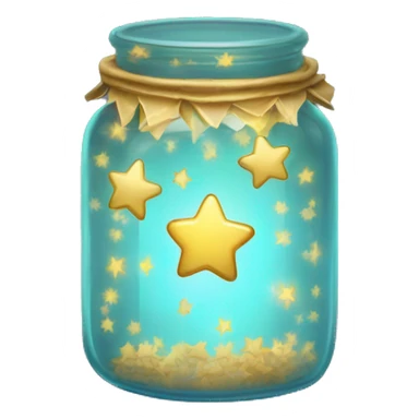 glowing glass jar filled with tiny golden stars sticker
