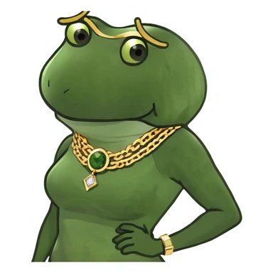 gold based swag rizz frog lady sticker