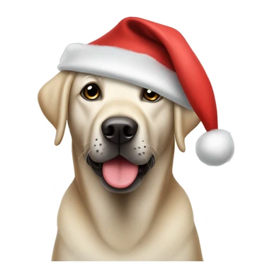 Black Labrador wearing a Santa hat sticker