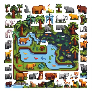 zoo map with animal habitats sticker