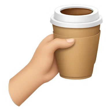A hand holding a to go coffee cup sticker