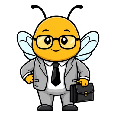 a bee in an office suit sticker
