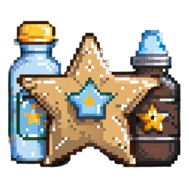 sheriff badge with star and baby feeding bottle in center sticker