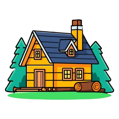 small log house sticker