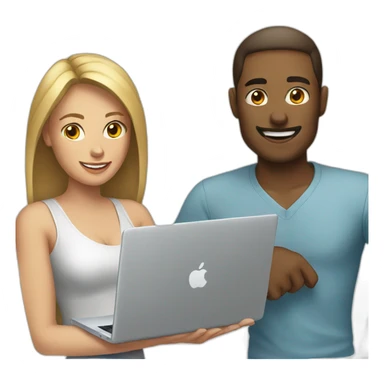 mans and womens with macbook sticker