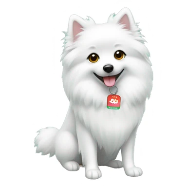 japanese spitz with name tag minty sticker