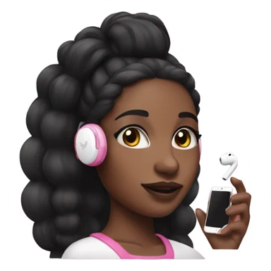 Pink black girl with air pods and iPhone sticker